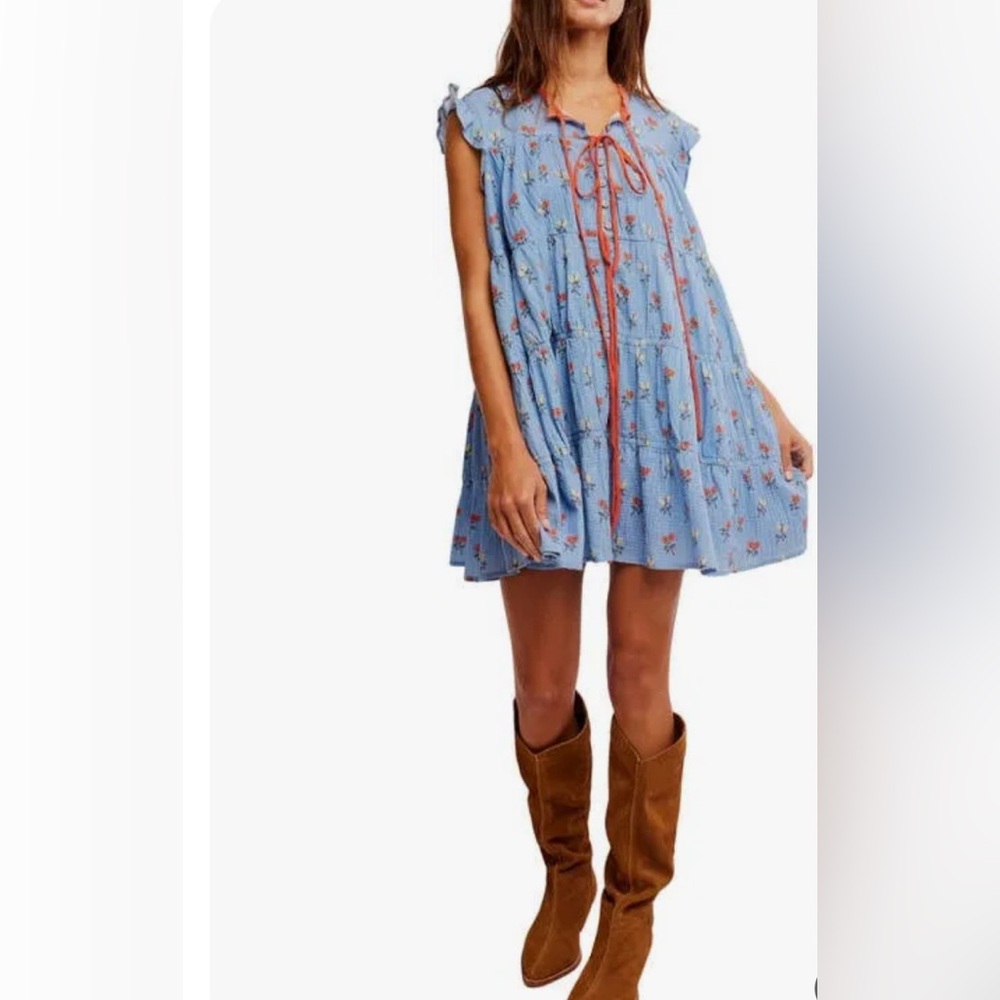 Free People Blue Floral Mini Dress